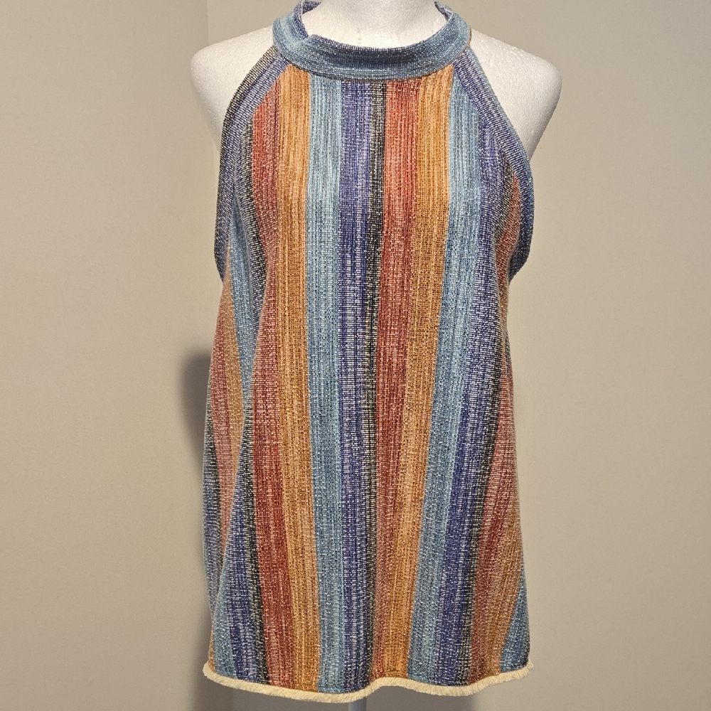 W5 Colorful Knit Top with Blue and Orange